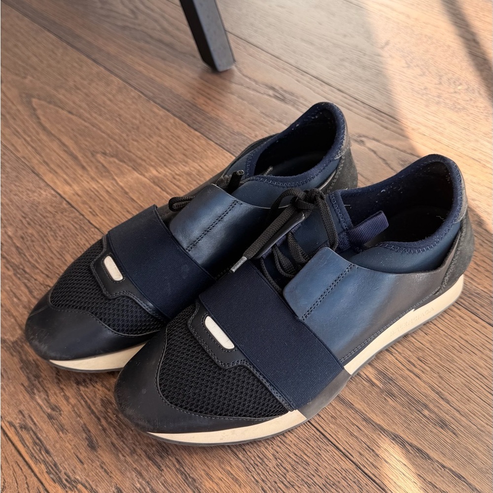 Balenciaga Pre-Owned Navy Race Runner Sneakers Size 40 Women’s